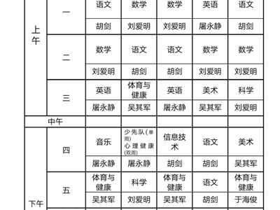 海安市曲塘镇章郭小学2024-2025学年第二学期课表